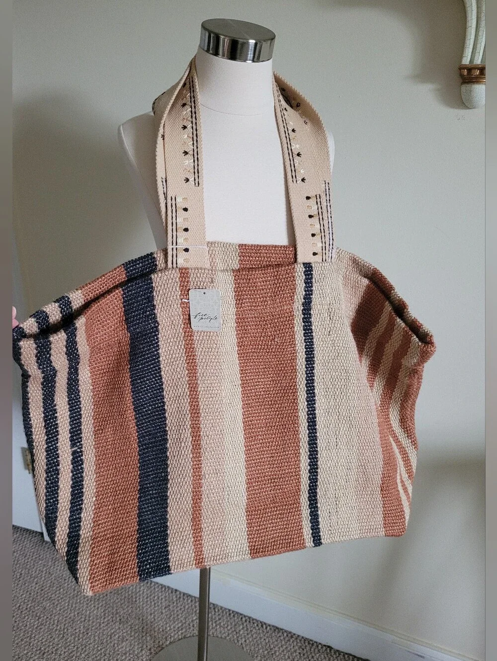 Free People Copacabana Carryall Woven Design Tote Bag.